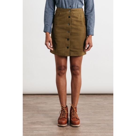 Bridge & Burn Dresses & Skirts - Bridge & Burn Olive Green Jolene Button Front Skirt